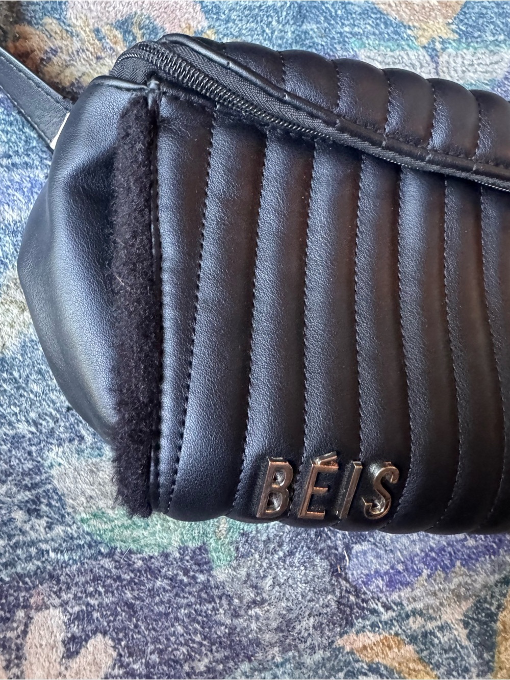 BEIS Black Quilted Belt Bag with Adjustable Strap - Picture 2 of 7